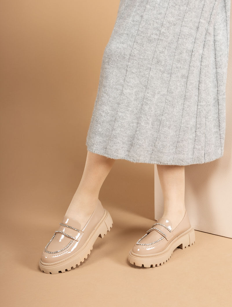 Derbies vernis avec strass